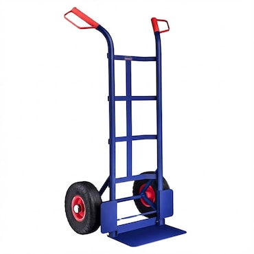 DASCK - Carretilha Dobrável com Rodas Pneumáticas, Plataforma Reforçada, Carga Máxima 200 kg, Azul, Pegas Ergonômicas