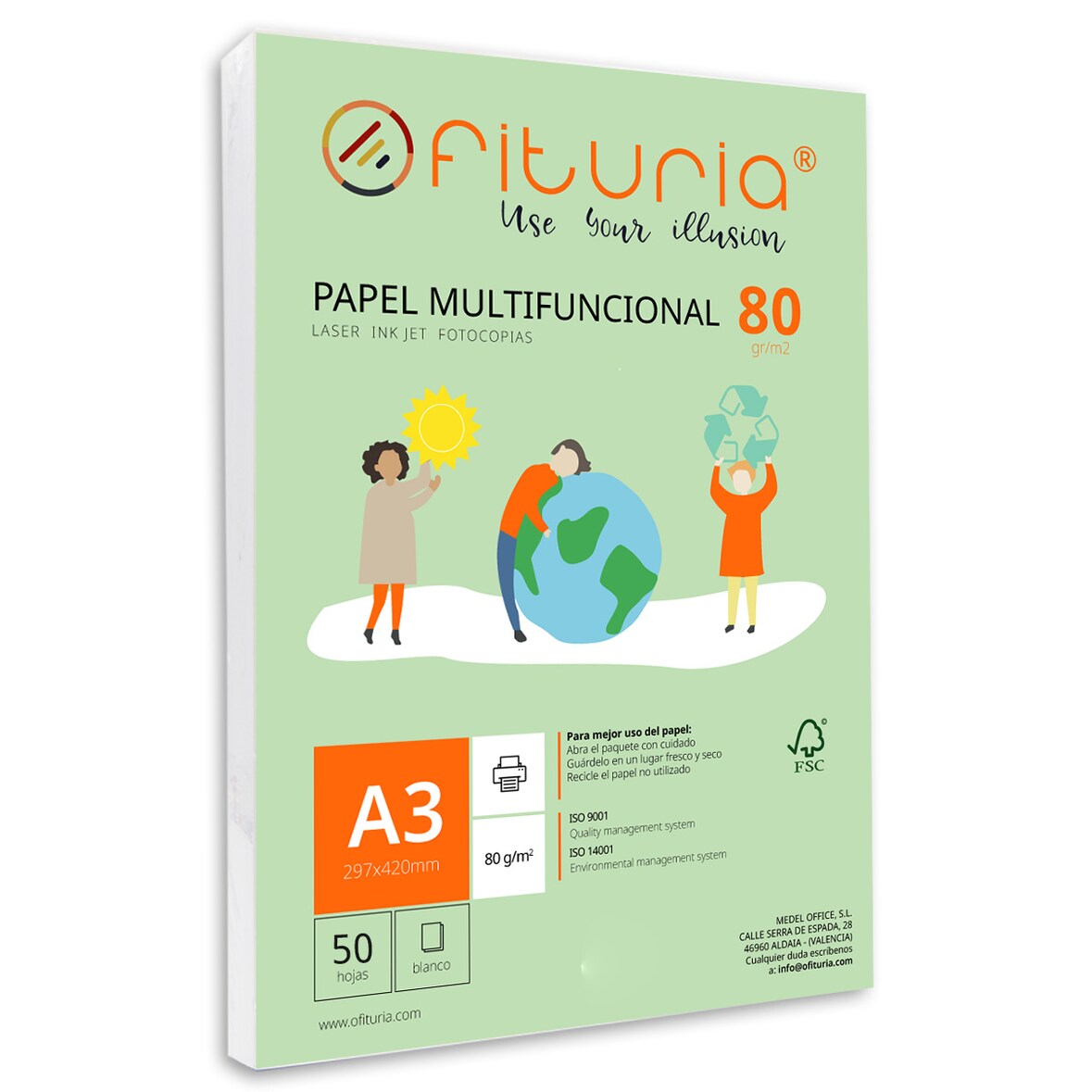 Paquete de folios A3 de 80gr con 50 Hojas Blancas para Uso Escolar y Entornos Laborales- Ofituria
