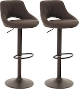thumbnail of 2er-Set Barhocker HWC-N64, Barstuhl Tresenhocker, Fußablage drehbar, Kunstleder Metall ~ braun