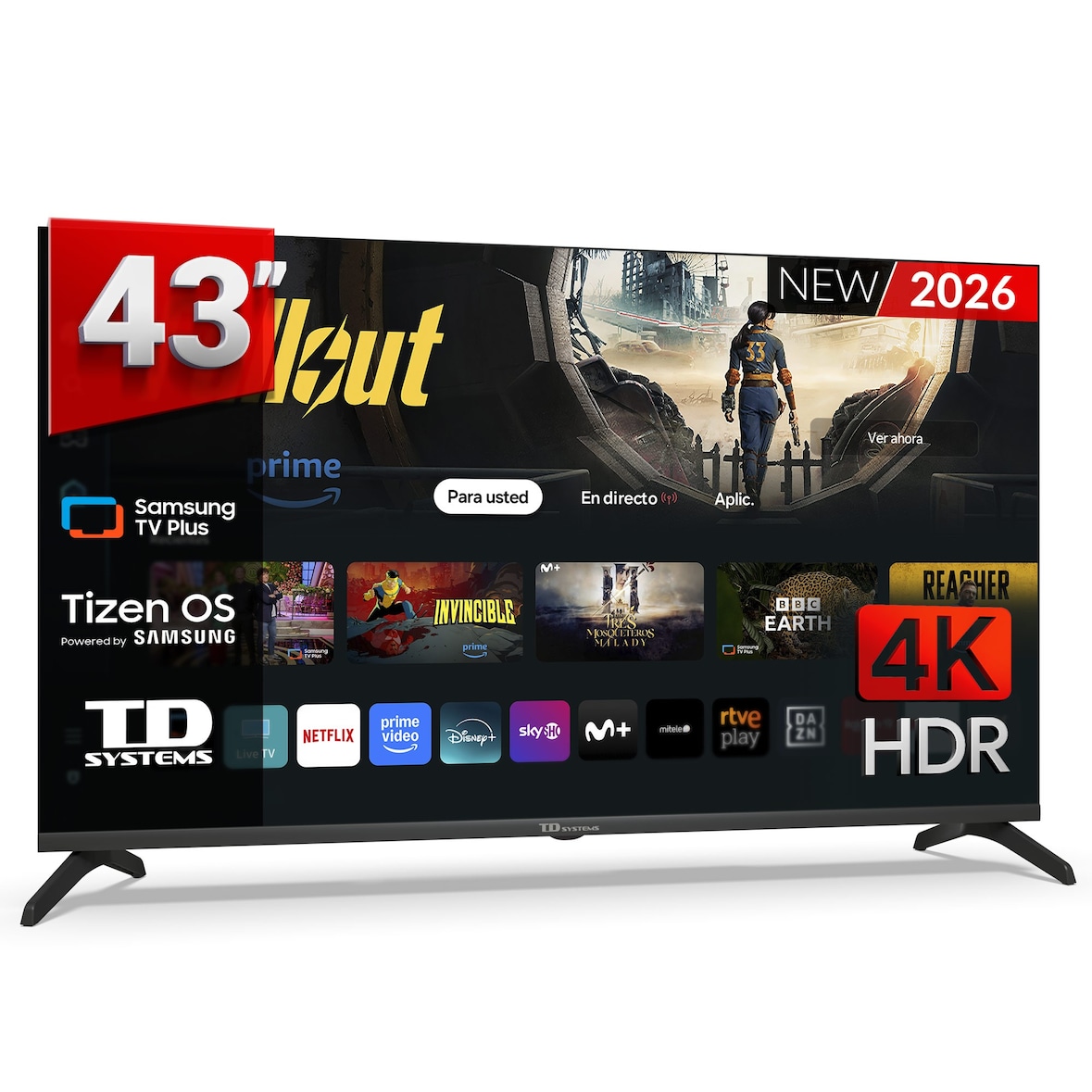 TD Systems - Smart TV 43 pulgadas QLED 4K. Samsung Tizen OS 8.0. Sintonizador triple (DVB-T2/C/S2). Samsung Gaming Hub. TV 2026 - M43QC22TIZEN
