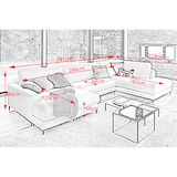 thumbnail of KAWOLA Sofa CARA Wohnlandschaft U-Form Cord steingrau Longchair links