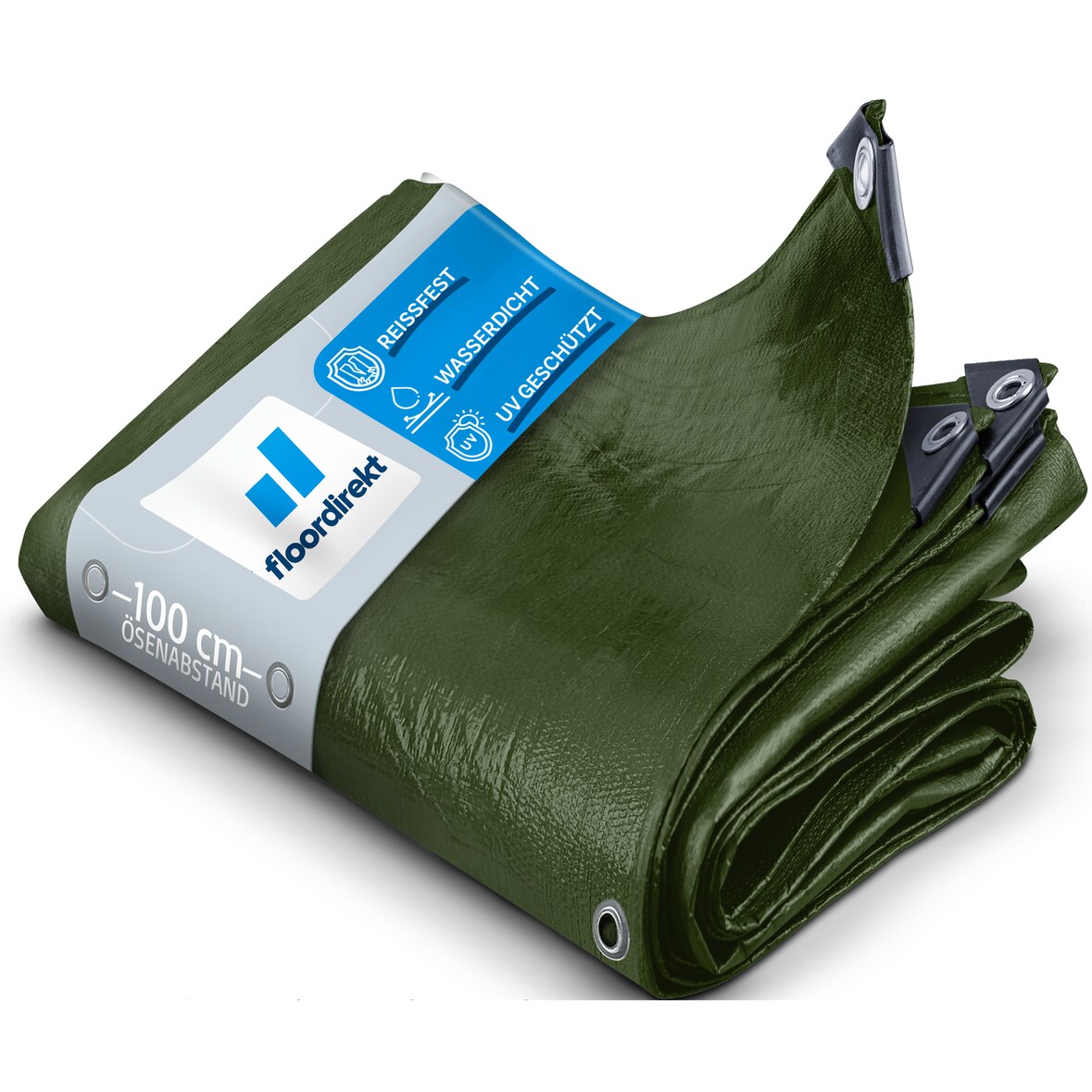 Abdeckplane 140 g/m² (8 x 14 m, Grün) wasserdichte Plane mit Ösen - Gewebeplane Schutzplane