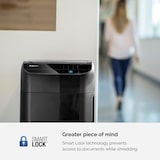 thumbnail of Destructora trituradora Automática Fellowes 550C, +10 usuarios, destruye hasta 550 hojas en partículas de 4x38mm, DIN P-4, papelera 83L/550 hojas