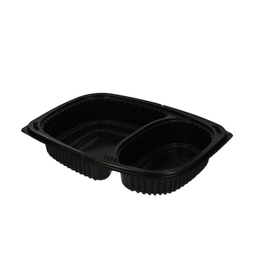 MONOUSO - Embalagem de Plástico PP Reutilizável Preto 2C 1250ml 25,5x18,9x4,5cm (40 Uds)