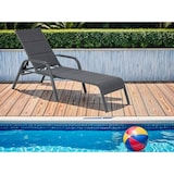 thumbnail of Tarrington House Espreguiçadeira Antwerp regulável em altura com braços, alumínio/aço/encosto têxtil, preto