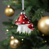 thumbnail of Christbaumschmuck Fliegenpilze für Weihnachtsbaum Glas H: 8cm rot weiß