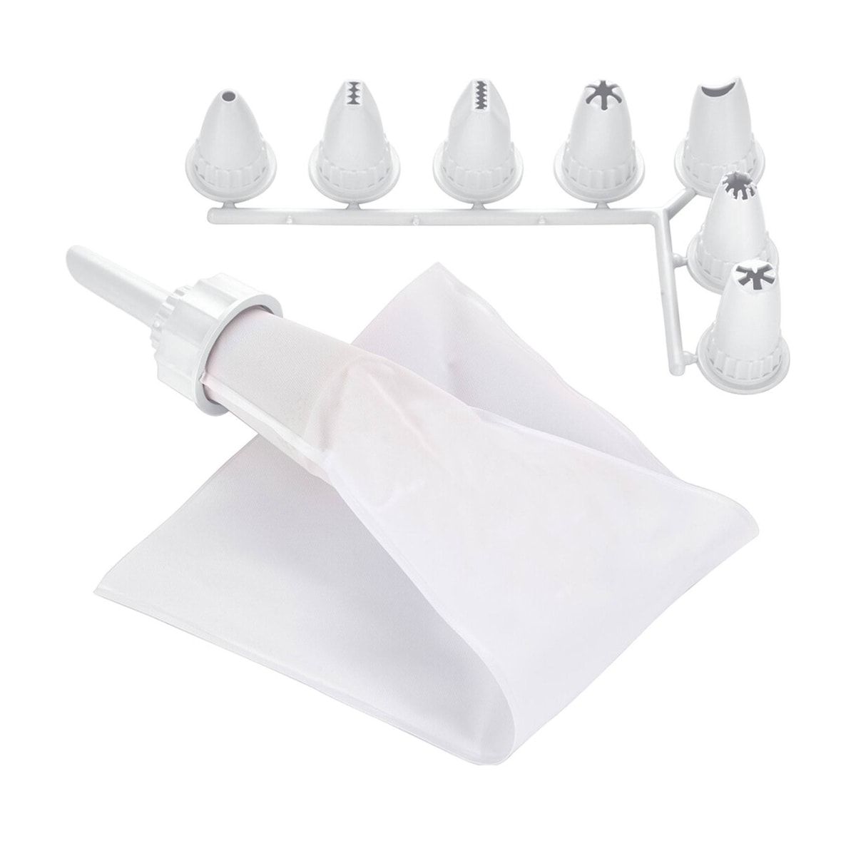 WellHome - Manga Pastelera de 650ml con 8 puntas extraíbles en color blanco