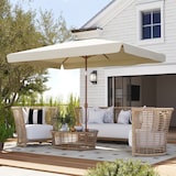 thumbnail of Outsunny sombrilla de terraza exterior 300x200 cm con ángulo ajustable mástil de aluminio manivela y protección UV 50+ sombrilla para jardín beige