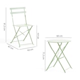 thumbnail of Klappbares Balkon-Set aus lackiertem Metall mit rundem Tisch und 2 Stühlen, für kleine Außenbereiche wie Balkone oder Terrassen – DIEGO+FRIDA–Pistazie