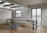 thumbnail of Ausziehbarer Tisch 200/460x90 cm Tecno-Beton mit anthrazitfarbenen Beinen