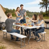 thumbnail of Outsunny Conjunto de Campismo Dobrável com Mesa e Bancos Alças 180x74x74 cm e 182x28x42 cm Branco