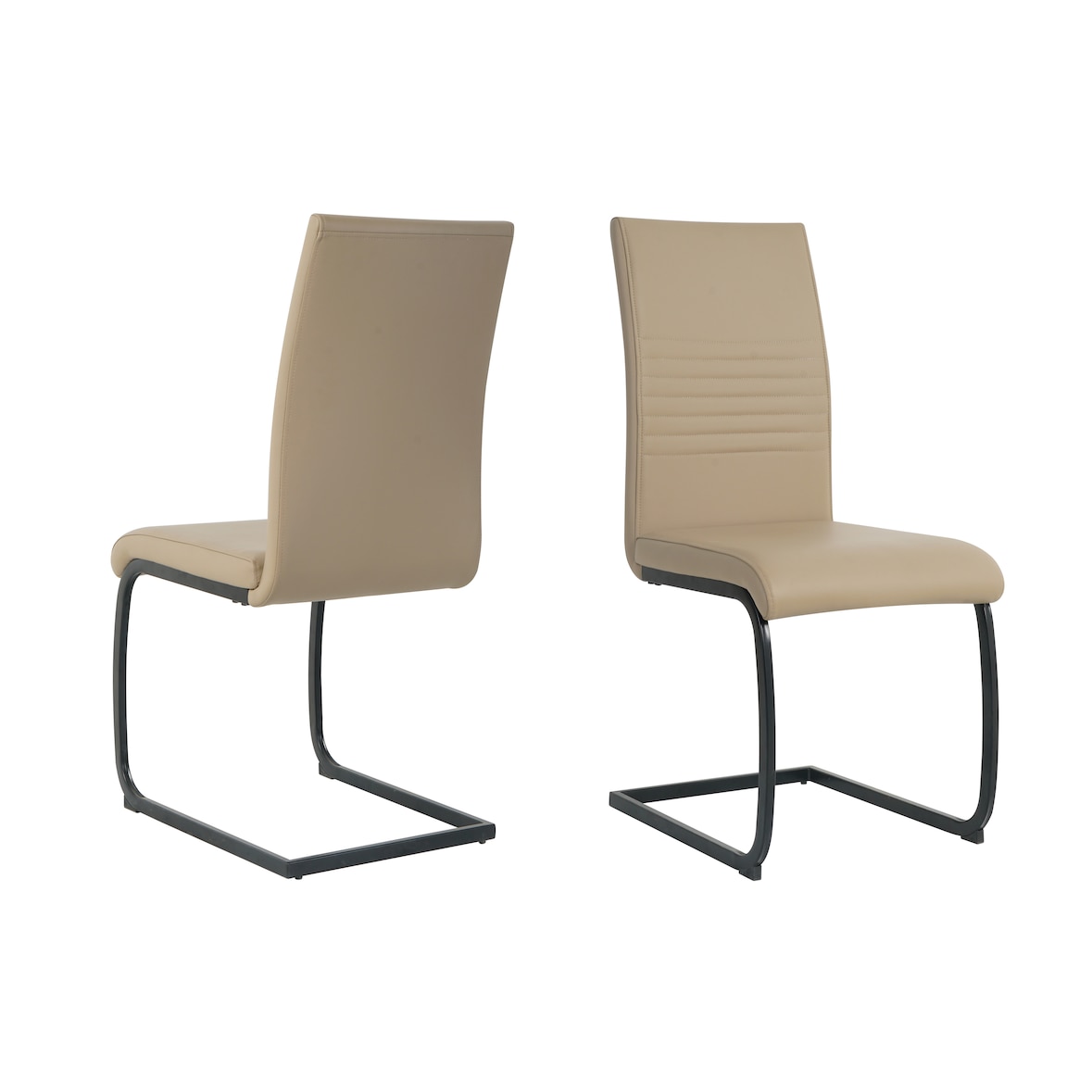 Möbilia Freischwinger-Stuhl 2er Set | Kunstleder | Freischwingergestell | B 42 x T 59 x H 97 cm | taupe – schwarz | 21020060 | Serie STUHL