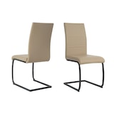 thumbnail of Möbilia Freischwinger-Stuhl 2er Set | Kunstleder | Freischwingergestell | B 42 x T 59 x H 97 cm | taupe – schwarz | 21020060 | Serie STUHL