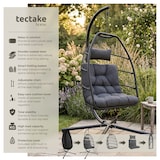 thumbnail of tectake Fauteuil suspendu Ariane avec structure et coussin 160kg - gris foncé - 404980