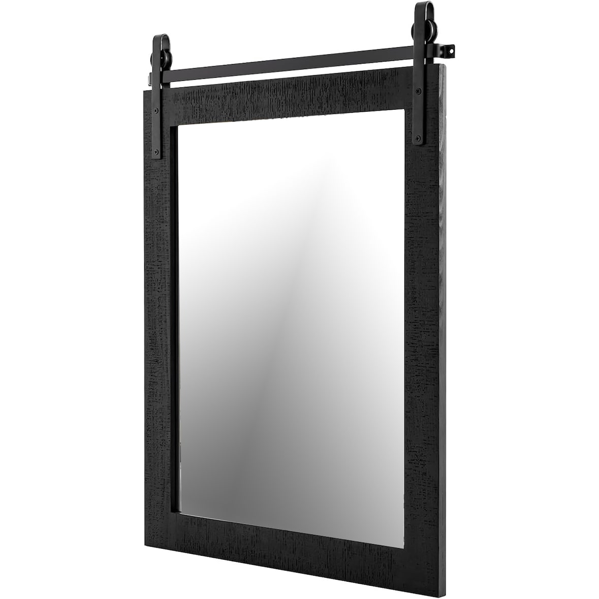 COSTWAY Specchio Rettangolare con Cornice in Legno, 76,5 x 56 cm, Specchio da Parete Rustico, Specchio da Appendere Infrangibile