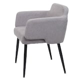 thumbnail of Sedia da pranzo HWC-L13, sedia imbottita sedia da cucina sedia con braccioli, tessuto/metallo tessile ~ grigio