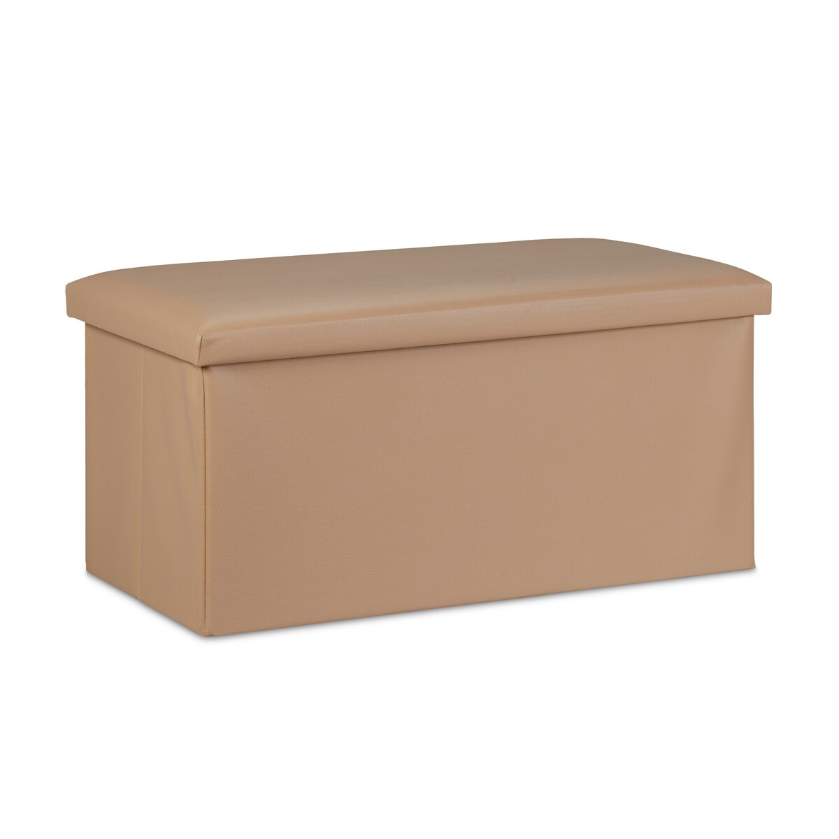 Relaxdays Sitzbank, Stauraum, Kunstleder, faltbar, gepolstert, Flur, Schlafzimmer, HBT 37,5 x 76,5 x 38,5 cm, beige
