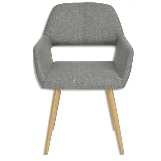 Chaise fixe en tissu, pieds en métal imitation bois