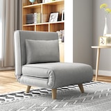 thumbnail of HOMCOM sofá cama individual sillón cama plegable tapizado en lino sintético con respaldo ajustable en 6 posiciones y almohada 72x78x79 cm gris