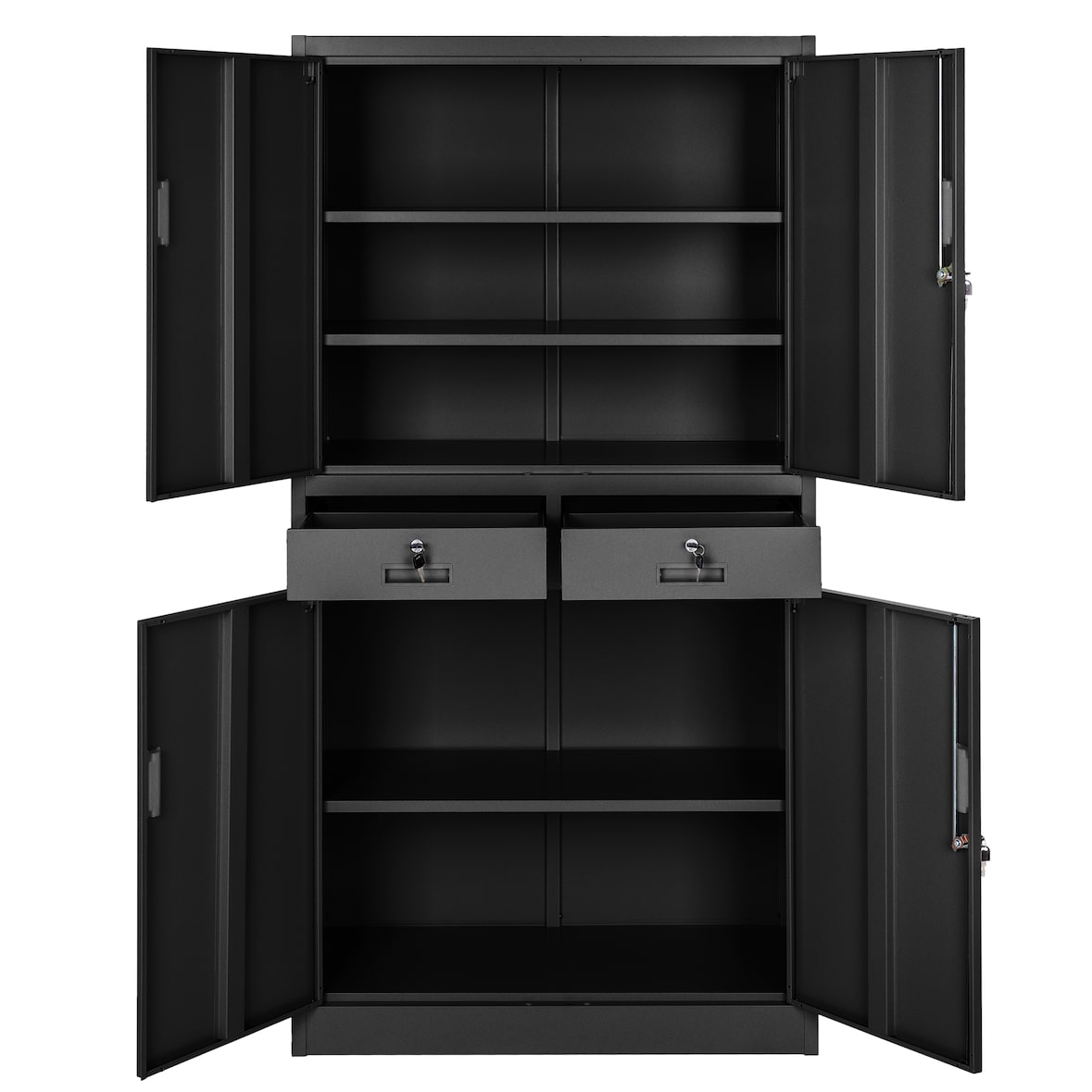 tectake Armoire métallique de classement avec 2 tiroirs 40 x 90 x 180 cm - noir - 402939