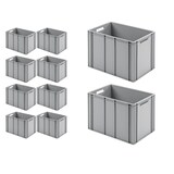 thumbnail of PROREGAL 10x Eurobehälter mit offenem Griff | HxBxT 42x40x60cm | 70 Liter | Grau | Eurobox, Transportbox, Transportbehälter, Stapelbehälter