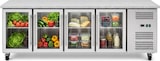 thumbnail of Romux® Kühltisch mit 4 Glastüren 223x70 cm mit Marmor-Arbeitsplatte und Luftkühlung | Theken Kühlschrank aus Edelstahl mit 553 L und 850 W