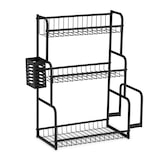 thumbnail of Relaxdays Küchenregal für Arbeitsplatte, 3 Ebenen, mit Brettchenhalter & Besteckhalter, Gewürzregal, Metall, schwarz