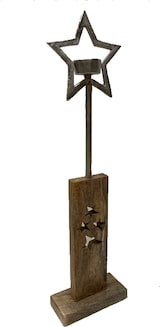 thumbnail of Tarrington House Stern-Teelichthalter, Aluminium/Holz, 16 x 7 x 57 cm, mit hochrechteckigem Sockel, silber