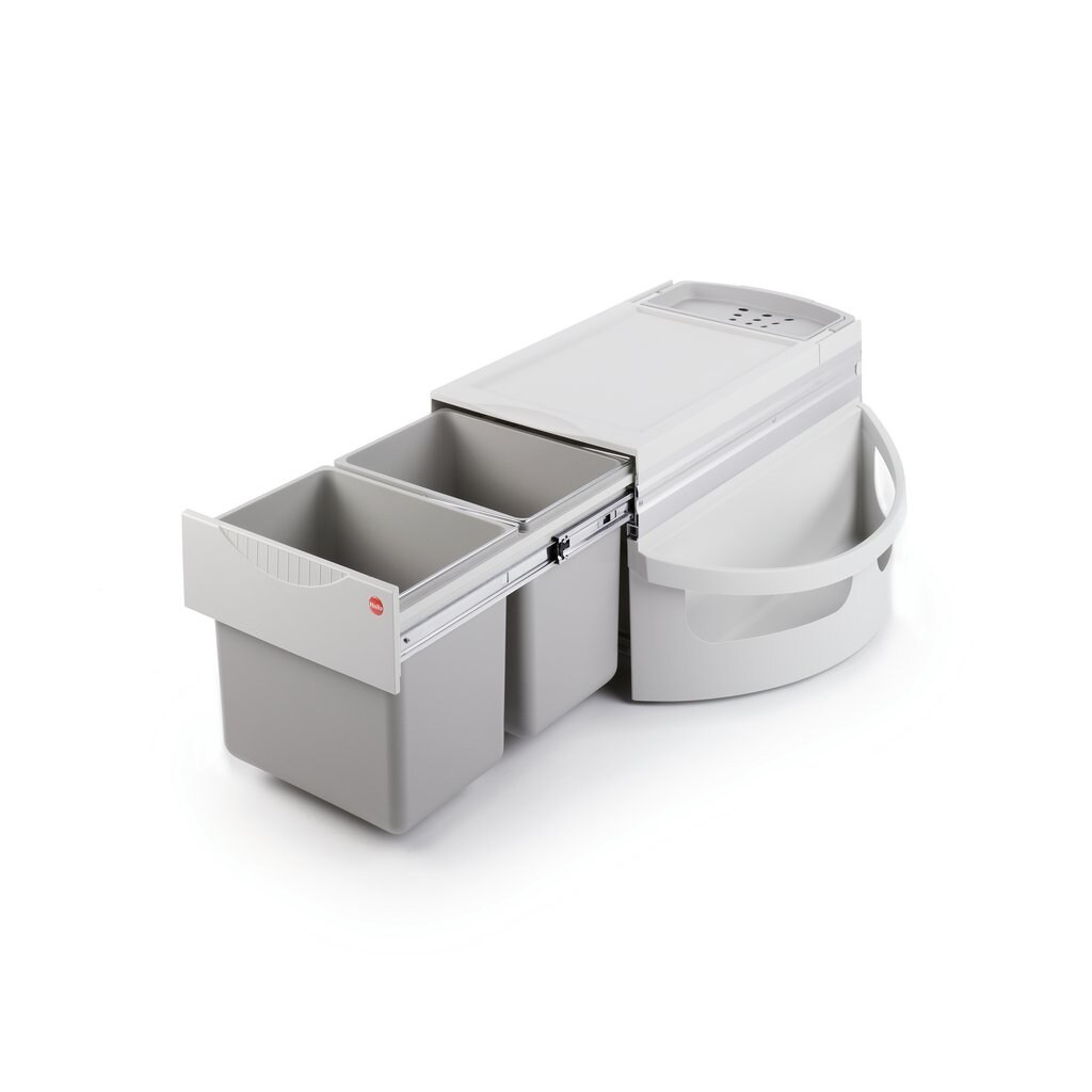 Rondo 1 plus, Abfallsammler für Eckschränke, hellgrau