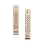 thumbnail of Set van 2 Fackelmann Tecno houten thermometers voor binnen en buiten.