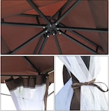 thumbnail of Cenador de Jardín 3x3m con Doble Techo y Mosquiteras Laterales con Cremallera Buena Ventilación para Terraza Eventos Fiestas Bodas Marrón y Blanco