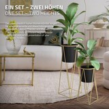 thumbnail of 2er Set Blumenständer 21,8x22x47 / 25x25x71 cm Schwarz/Gold aus Stahl