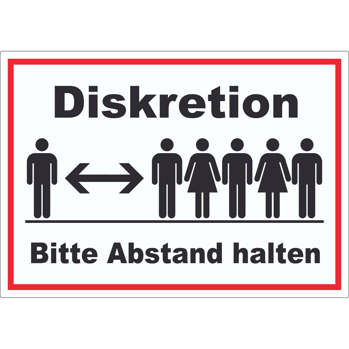 Diskretion Bitte Abstand halten Aufkleber Rücksichtnahme A9 (37x52mm)