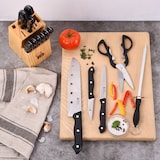 thumbnail of Renberg - Messenset van roestvrij staal met houten standaard 15,2 x 10,2 x 33,4 cm