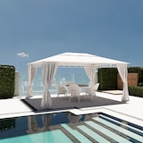 thumbnail of Gazebo Da Giardino 3x4 M Con Tende Laterali Richiudibili Struttura In Acciaio Robusto Copertura Impermeabile 180 g/m² 4 Teli Laterali Esterno Bianco