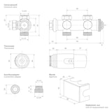 thumbnail of ECD Germany Ventil-Armaturen Set Multiblock Weiß Universal, Eck- & Durchgangsform, inkl. Thermostatkopf, Anschlussgarnitur für Badheizkörper