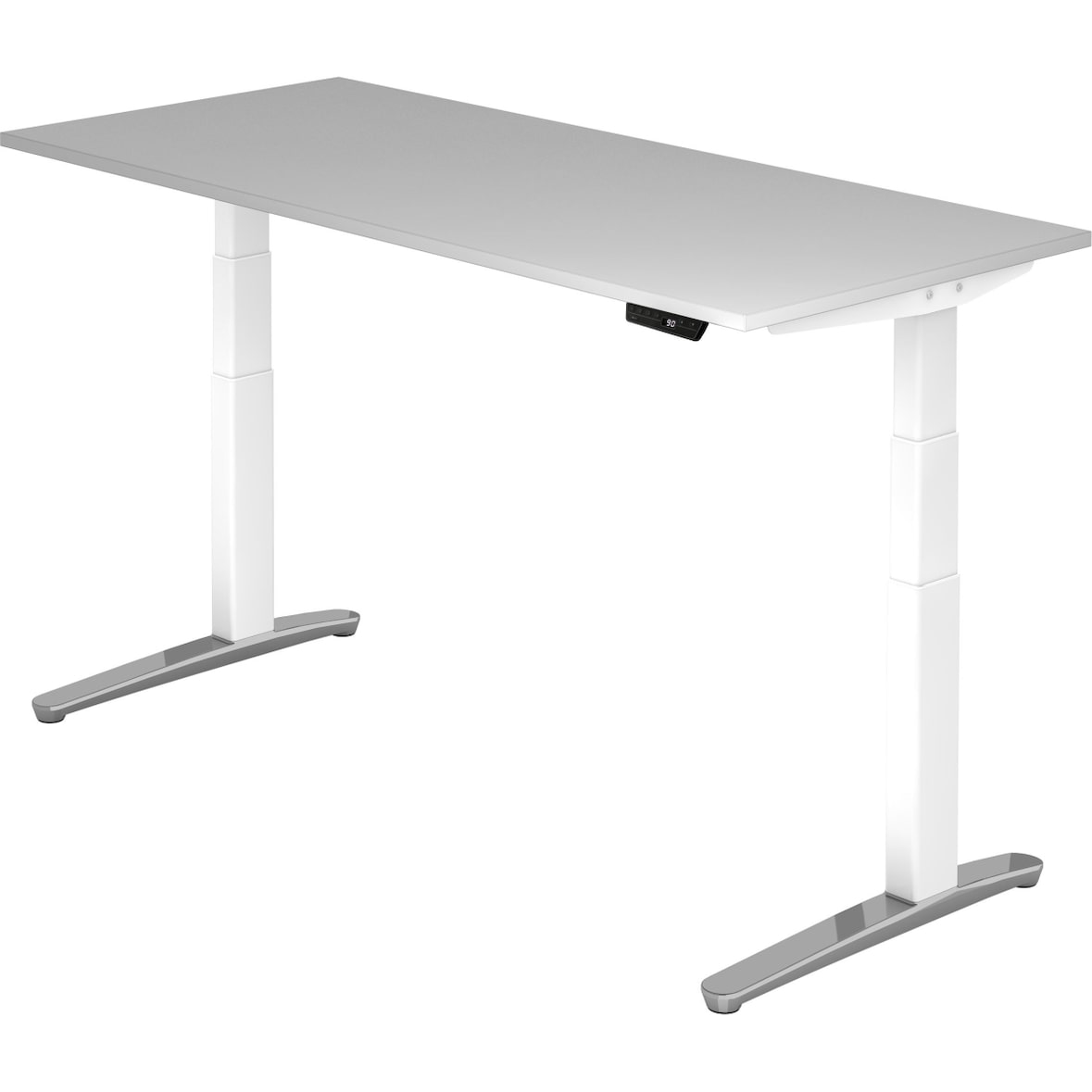 Sitz-Steh-Schreibtisch elektrisch 180x80cm Grau/Weiß-alu