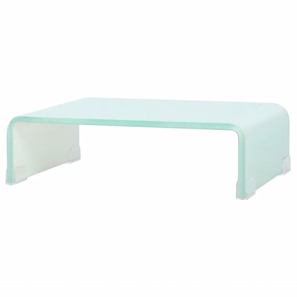 Helloshop26 - Meuble télé buffet tv télévision design pratique support pour moniteur 40 cm verre blanc 2502227