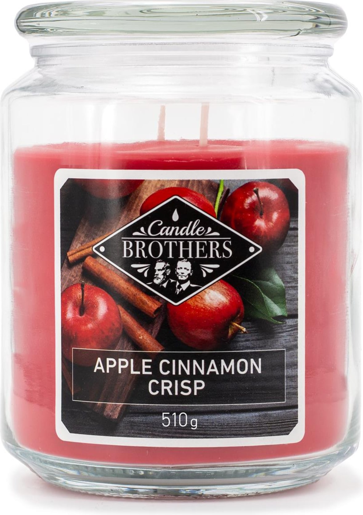 Duftkerze Candle Brothers Apple Cinnamon Crisp, Kerze im Glas, 2 Dochte, 510g, 100h Brenndauer, Raumduftkerze, rot