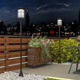 thumbnail of Outsunny 2 farolas solares exterior luces solares exterior con panel solar encendido automático y marco de acero inoxidable impermeable IP44 negro