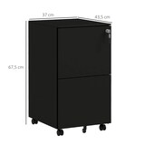 thumbnail of Rollcontainer Aktenschrank Stahl Schwarz 37x44x68 cm mit 2 abschließbaren Schubladen, Rollen mit Bremsen, Hängeregister für Büro und Homeoffice