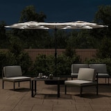 thumbnail of Sombrilla doble de jardín con luces LED blanco arena 316x240 cm