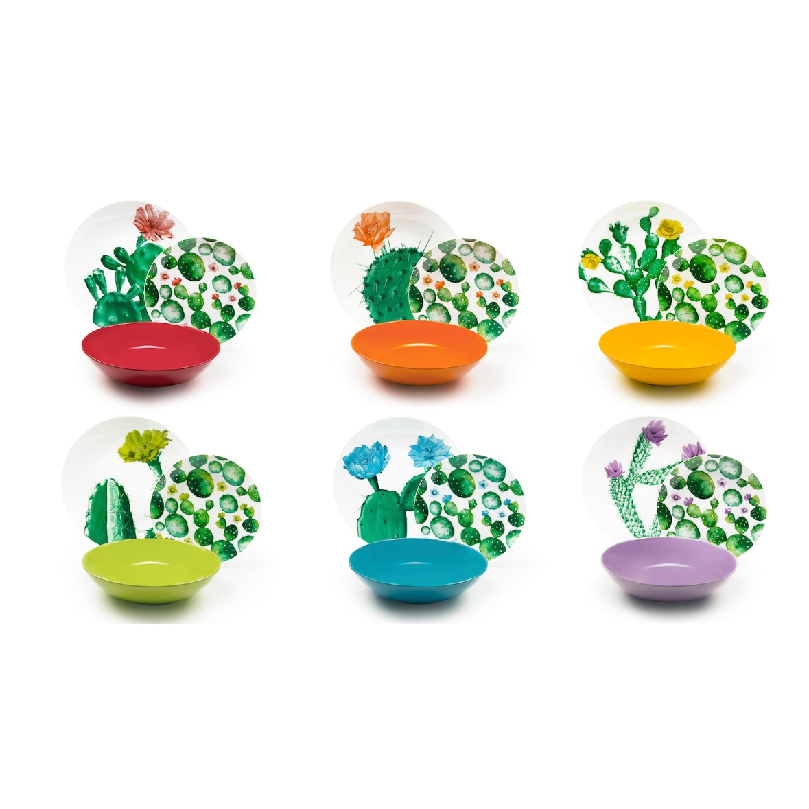 Excelsa servizio piatti 18 pezzi Color Cactus porcellana multicolor