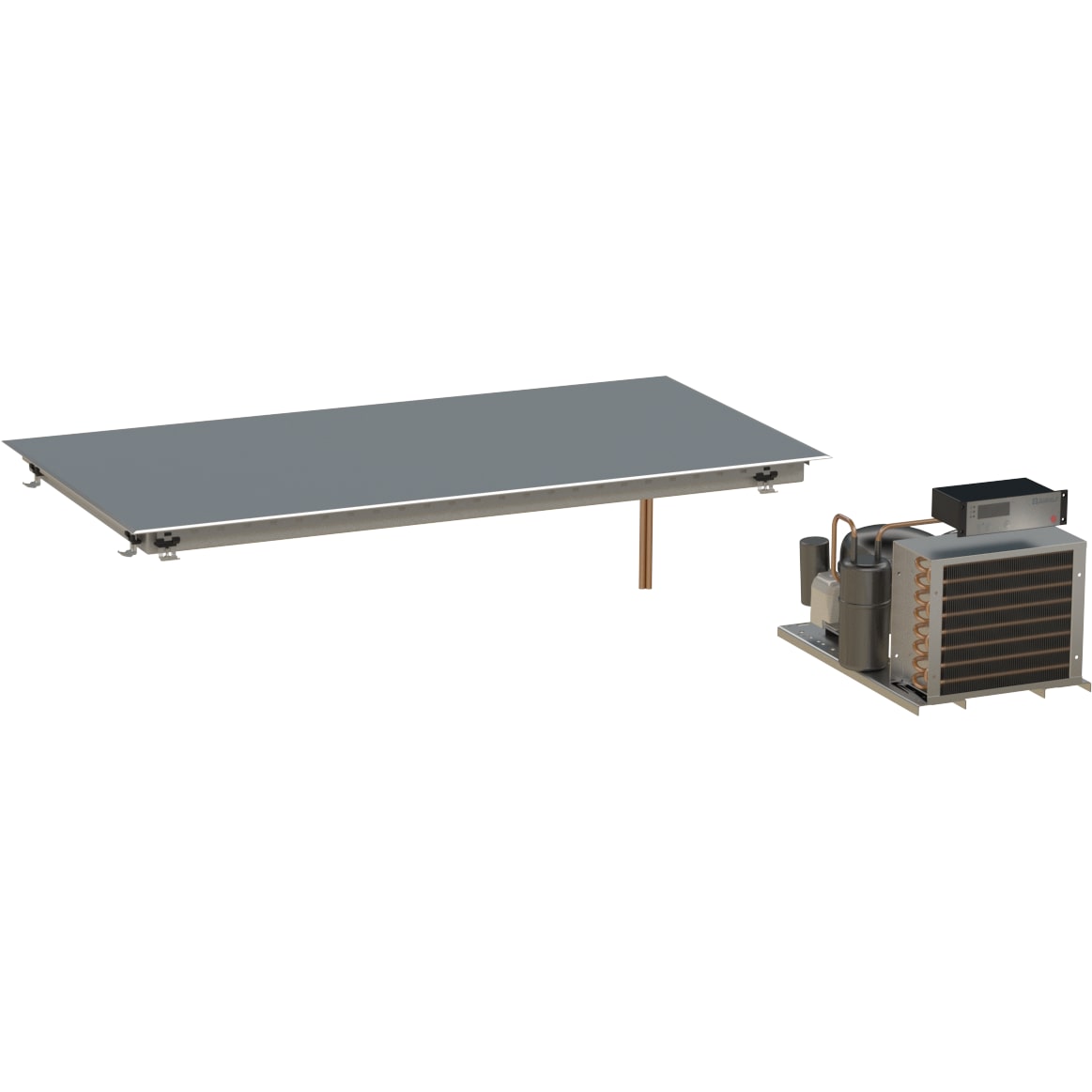 Kontakt-Kühlplatte "Glasgow", glatte Ausführung  1020x42x530mm (BxHxT)  steckerfertig m. Schnellkupplung