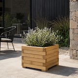 thumbnail of Jardinera cuadrada de madera de pino tratada exterior con malla geotextil 55x55x39 cm 72 L
