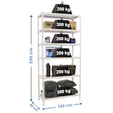 thumbnail of SimonRack Metallregal, 2500x1200x400 mm, 6 Ebenen, Metallboden, 200 kg Biegepunkt, Weiss - Simonclick