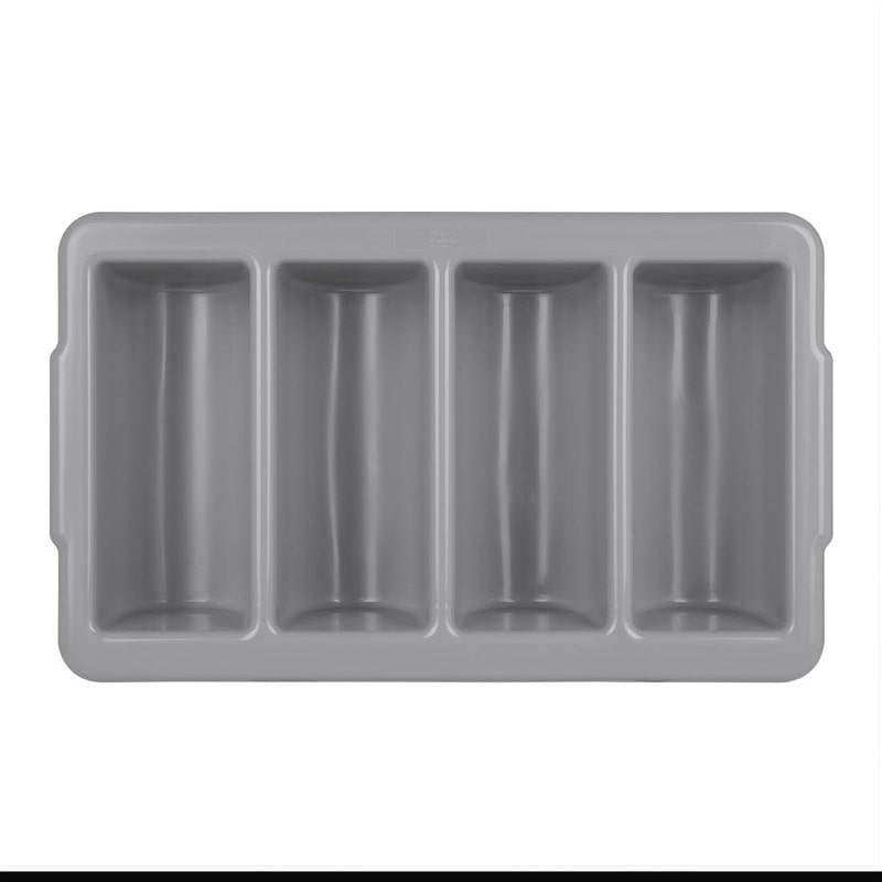 Olympia Kristallon stapelbarer Besteckkasten, GN1/1, Kunststoff, 10 x 53 x 32,5 cm, 4 Fächer, grau