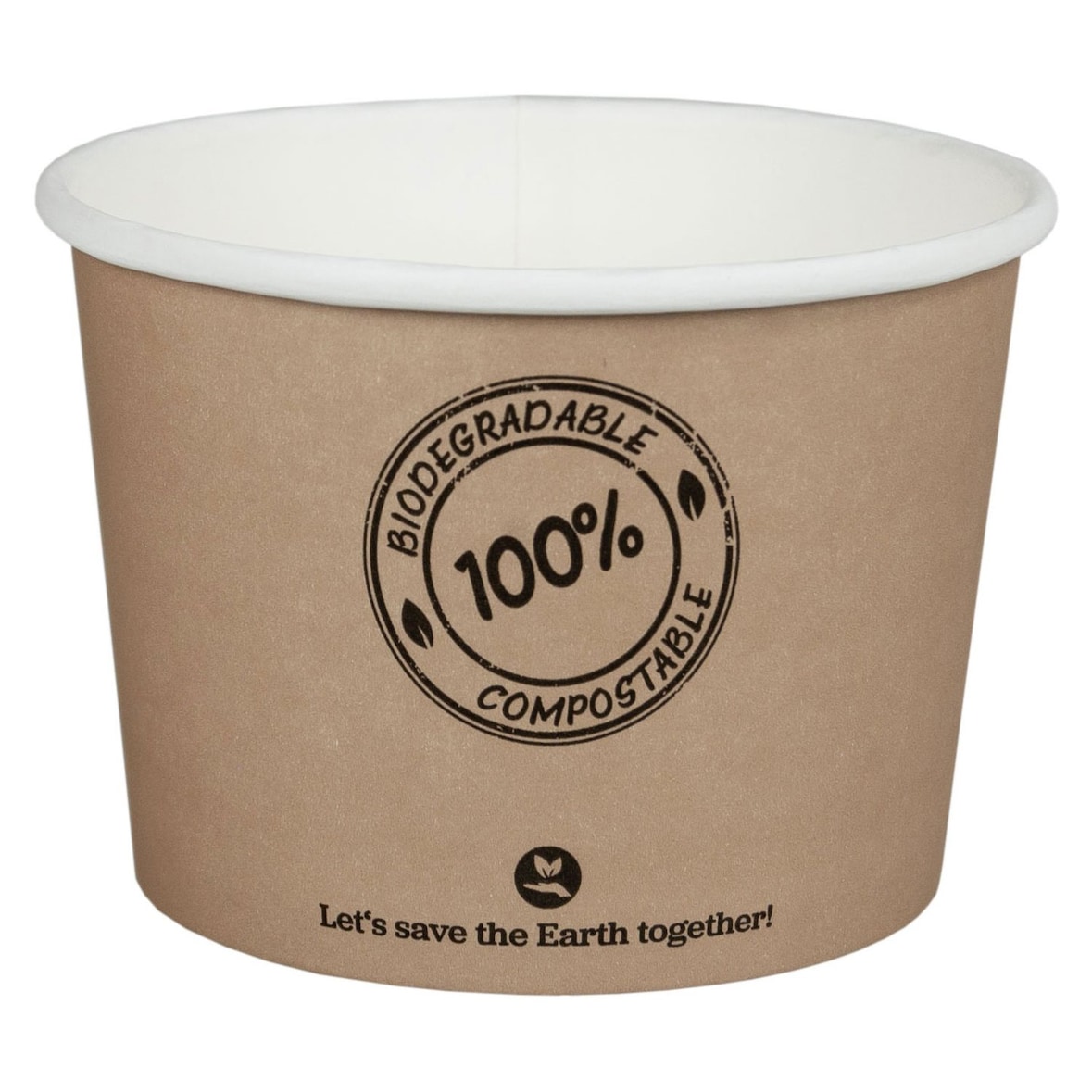125x BIO Suppenbecher 450ml braun biologisch abbaubar  O11.5cm