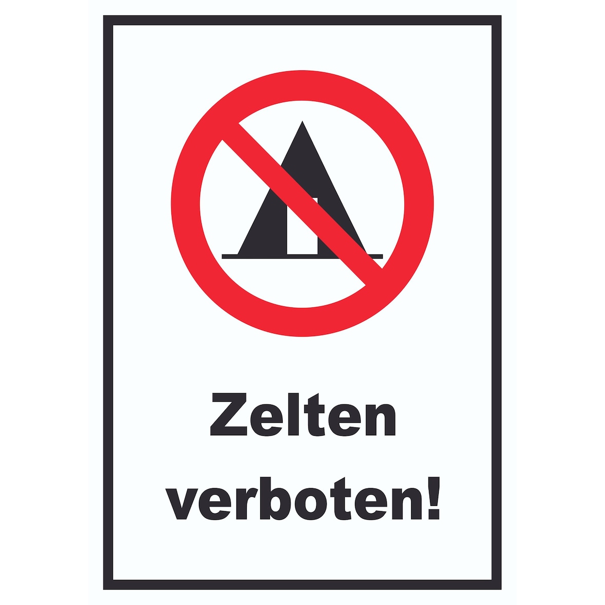 Zelten verboten Schild A2 (420x594mm)