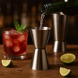 thumbnail of WellHome - Taza medidora de acero inoxidable con doble cara - 50 ml/1,69 oz y 25 ml/0,85 oz